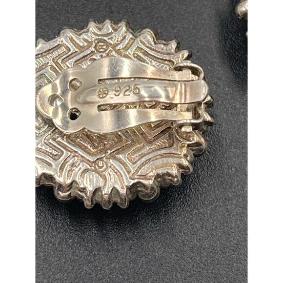 Stephen Dweck Designer Sterling Carved Smoky Quartz Oval Clip-On Floral Earrings - Picture 10 of 12